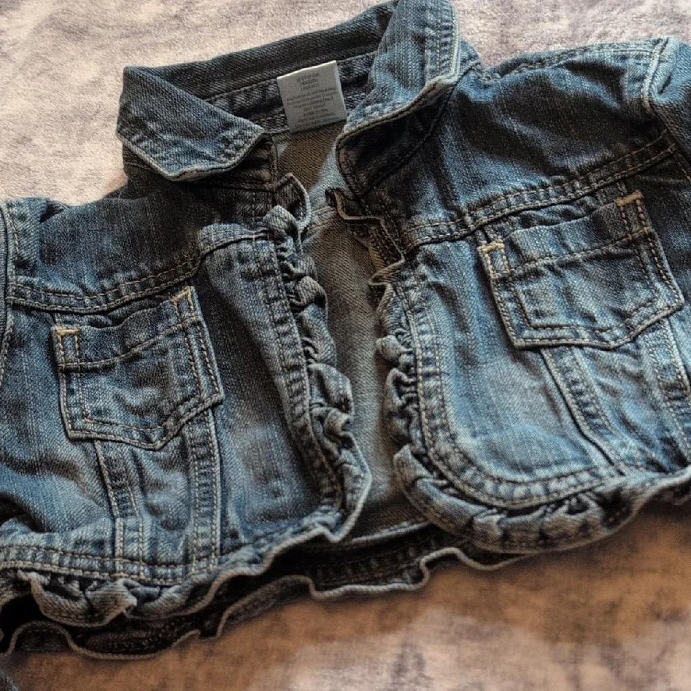 Gymboree Dark Blue Jean Jacket with Ruffle Trim